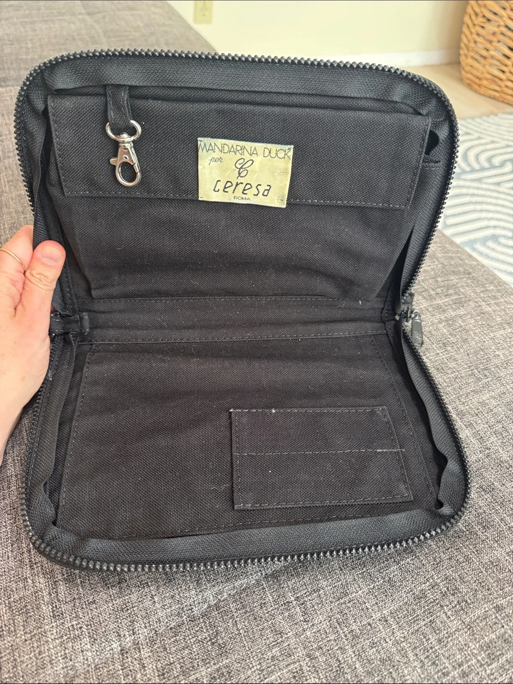 Vintage Mandarina Duck Tank Ribbed Rubber Clutch Travel Organizer Y2K Italy